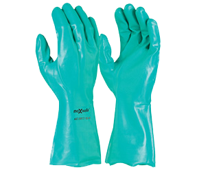 MAXISAFE GLOVES GREEN NITRILE CHEMICAL 33CM SM 